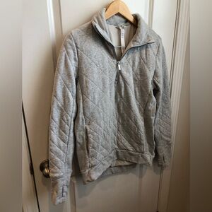 lululemon athletica forever warm quilted Light Gray Half-Zip Sweater 6
